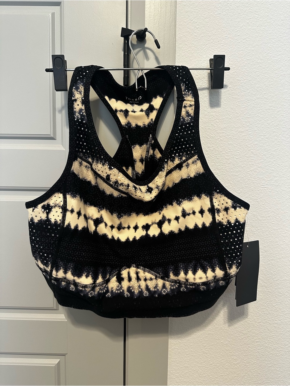 torrid Black and Cream Tie-Dye Racerback Active Top